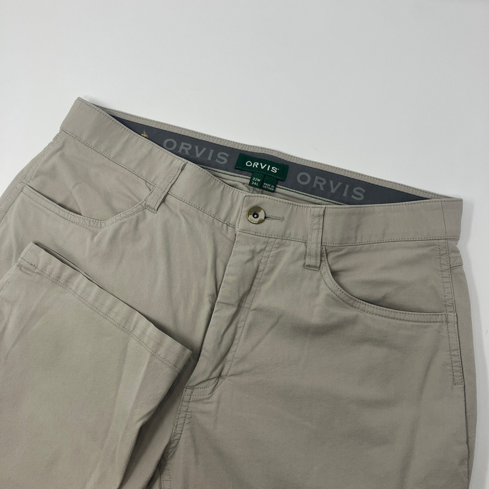 Orvis Tech Performance Men's 32x34 (Fit 32x30) Pants Khaki Stretch Travel Chino